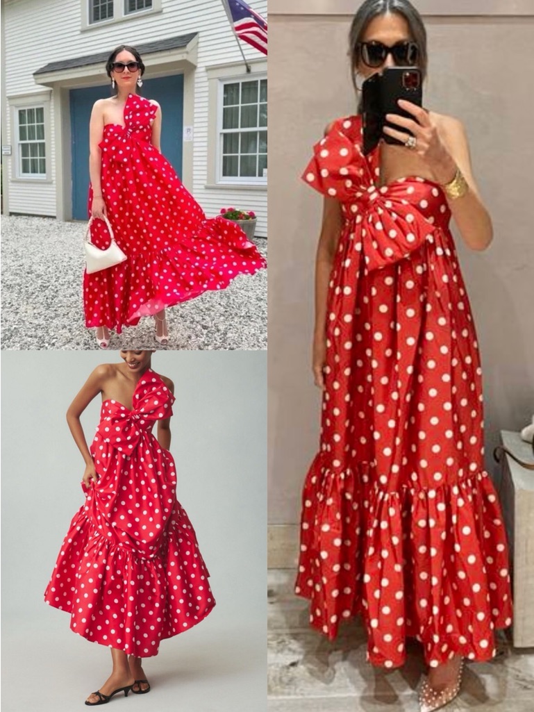 Anthropologie Atsu Sally Bow One-Shoulder Polka Dot Maxi Dress Red White - Nwt